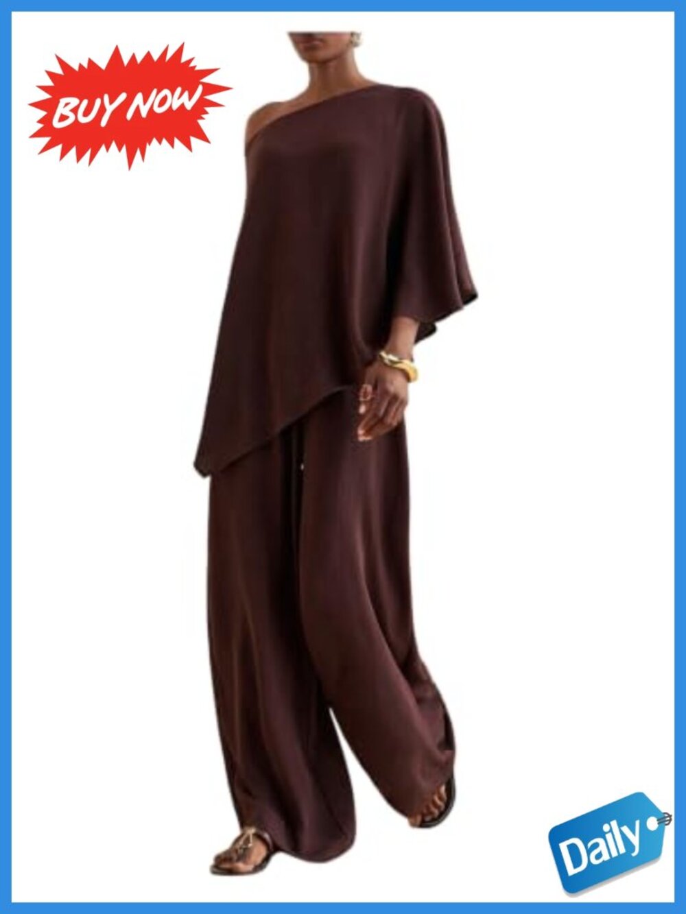 Verdusa 2 Piece Pant Set Off Shoulder Poncho Top Wide Leg Pants